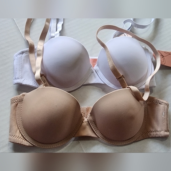 Women's White and Tan Bras - Picture 1 of 5